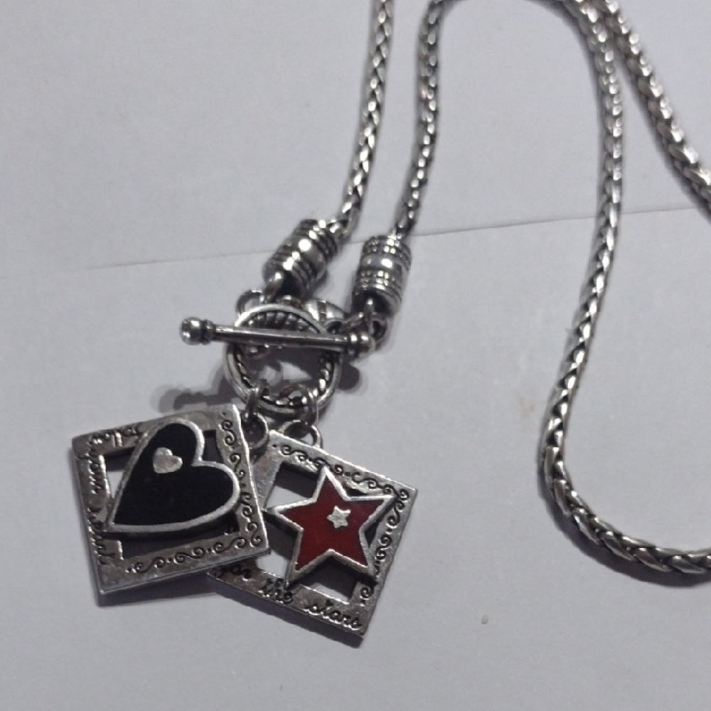 Brighton Silver and Red Heart Star Necklace